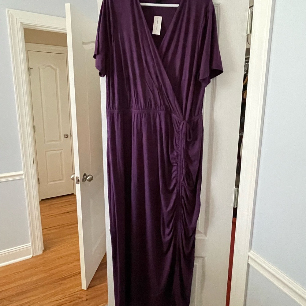 Lane Bryant Short-Sleeve Side-Ruched Maxi Dress
